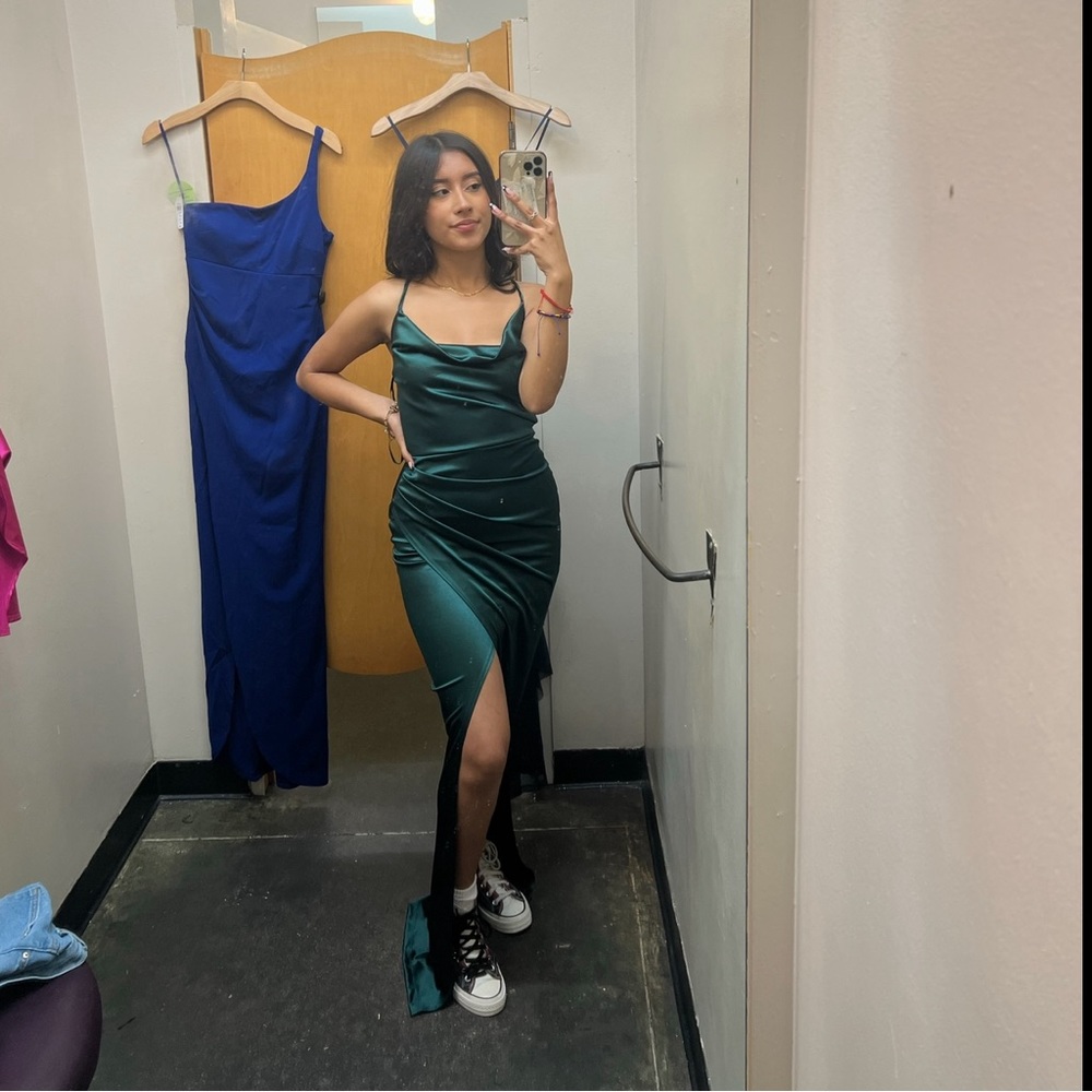 Emerald Green Long Silky Dress